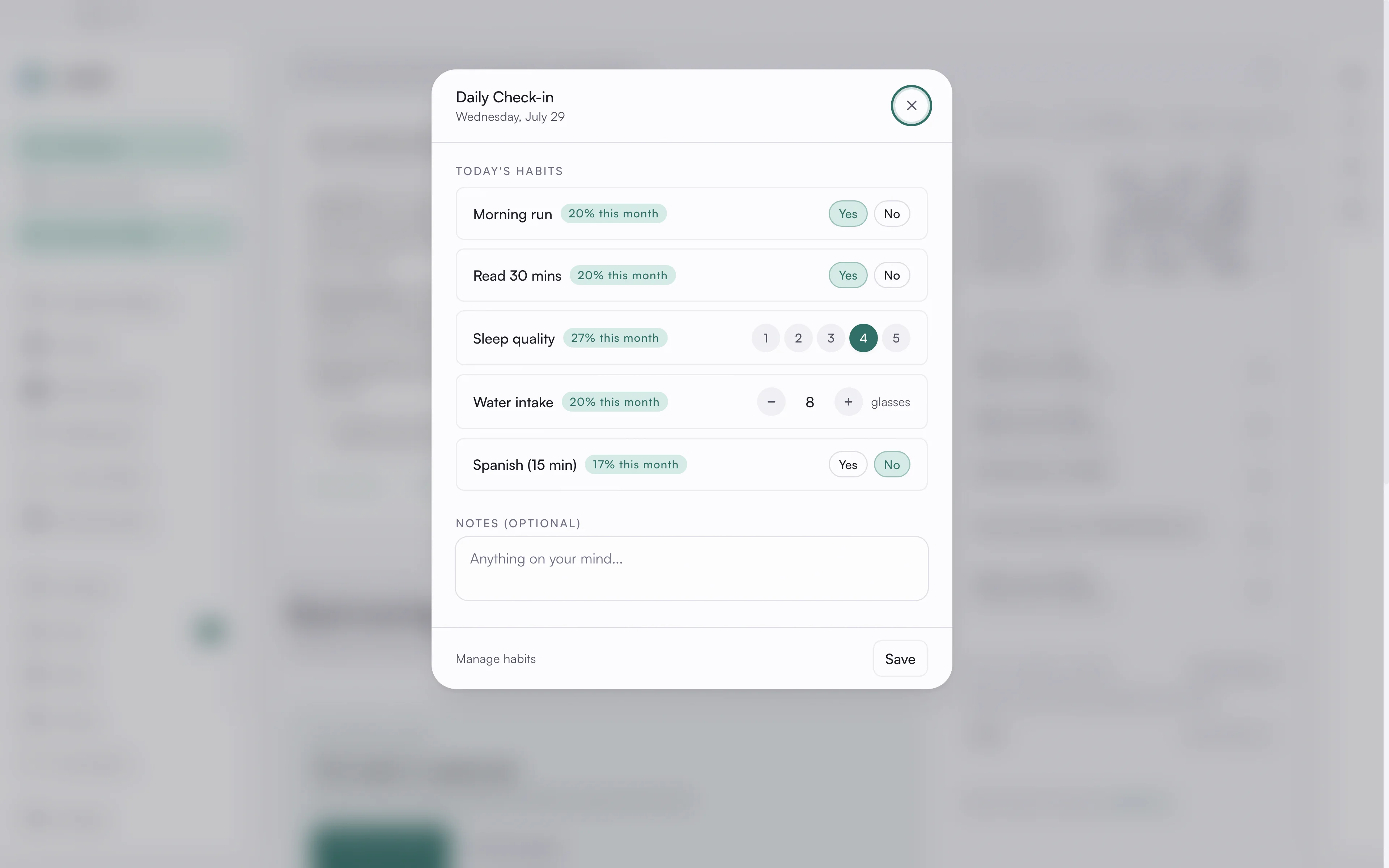 Daily check-in