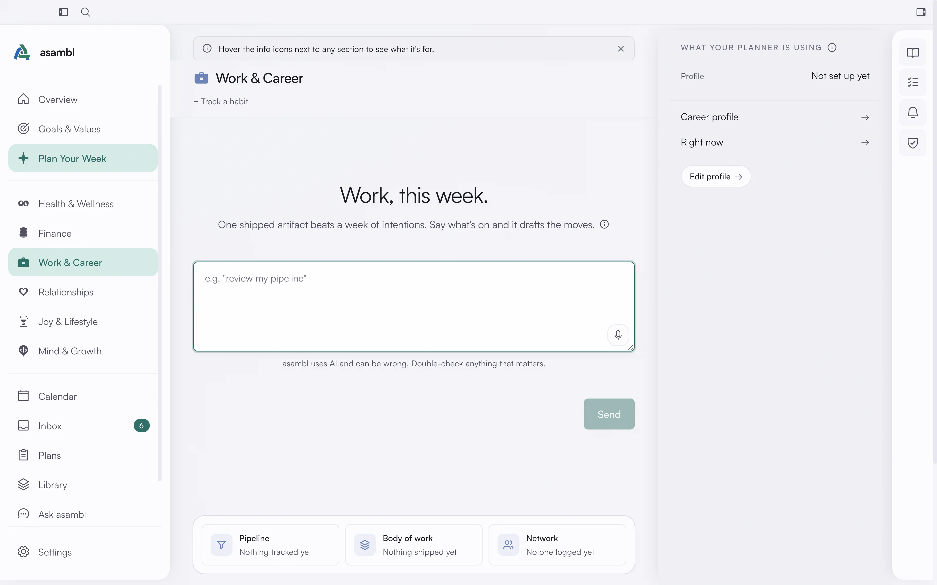 The Work & Career area